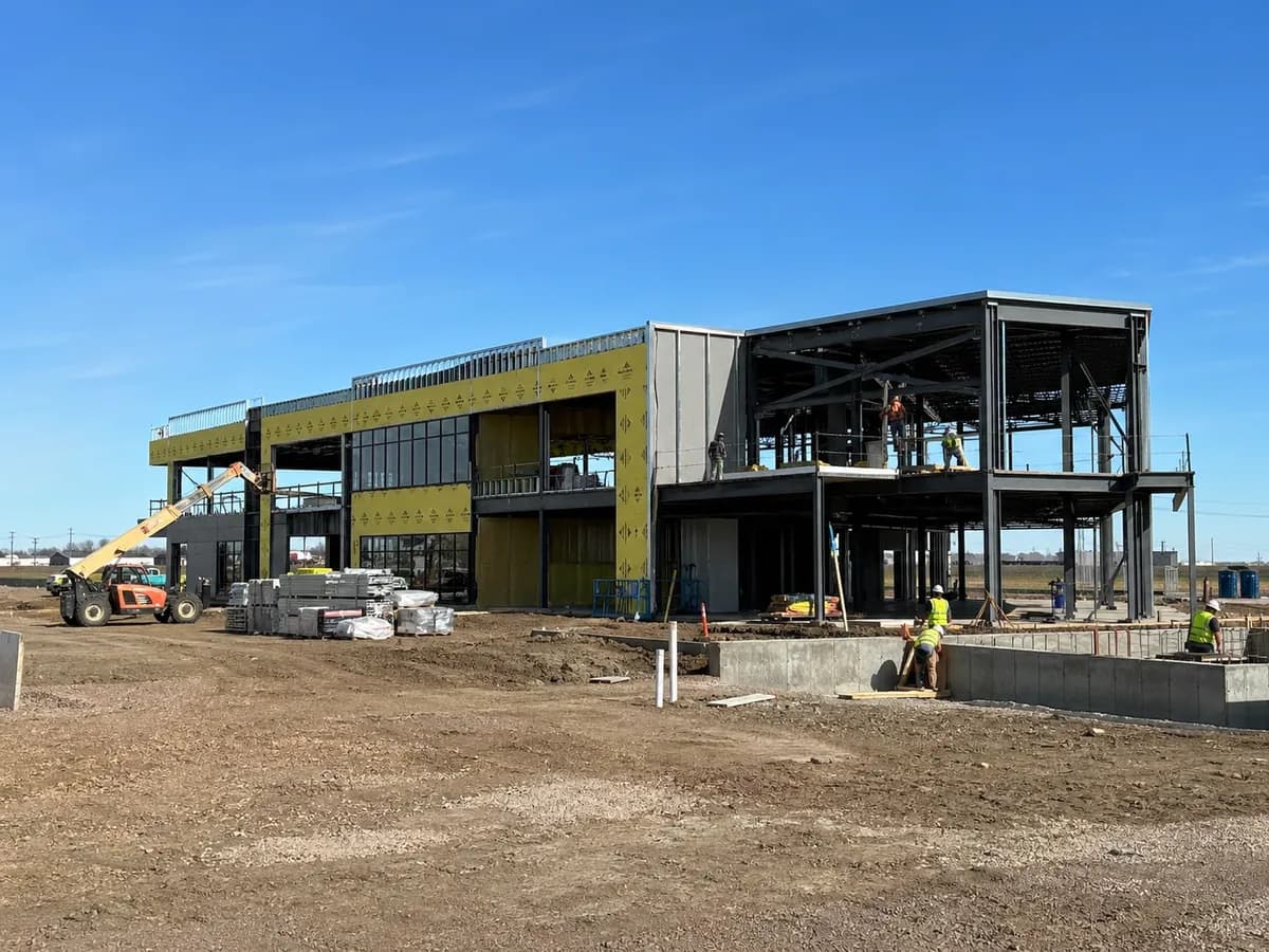 Meadow Contracting crew on a commercial job site in Saskatoon